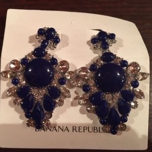 Banana Republic, Lg Blue/Clear Stone Earrings NEW!